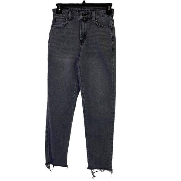 American Eagle Mom Jean Black Raw Hem Jeans Size 00 - Picture 1 of 6